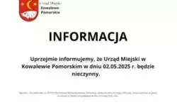 Zdjęcie do 02.05.2025 Urząd Miejski będzie nieczynny!