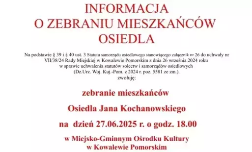 Zdjęcie do Informacja o zebraniu mieszkańc&oacute;w Osiedla Jana Kochanowskiego