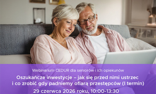 Zdjęcie do Bezpłatne webinarium CEDUR dla senior&oacute;w i ich opiekun&oacute;w