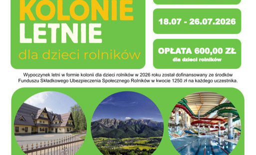 Zdjęcie do Dotacja FSUSR - kolonie dla dzieci rolnik&oacute;w w Poroninie