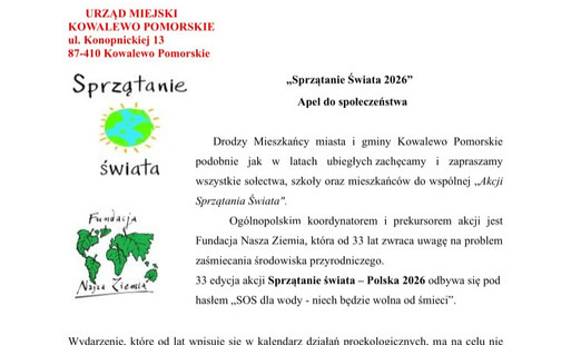 Zdjęcie do Sprzątanie Świata 2026